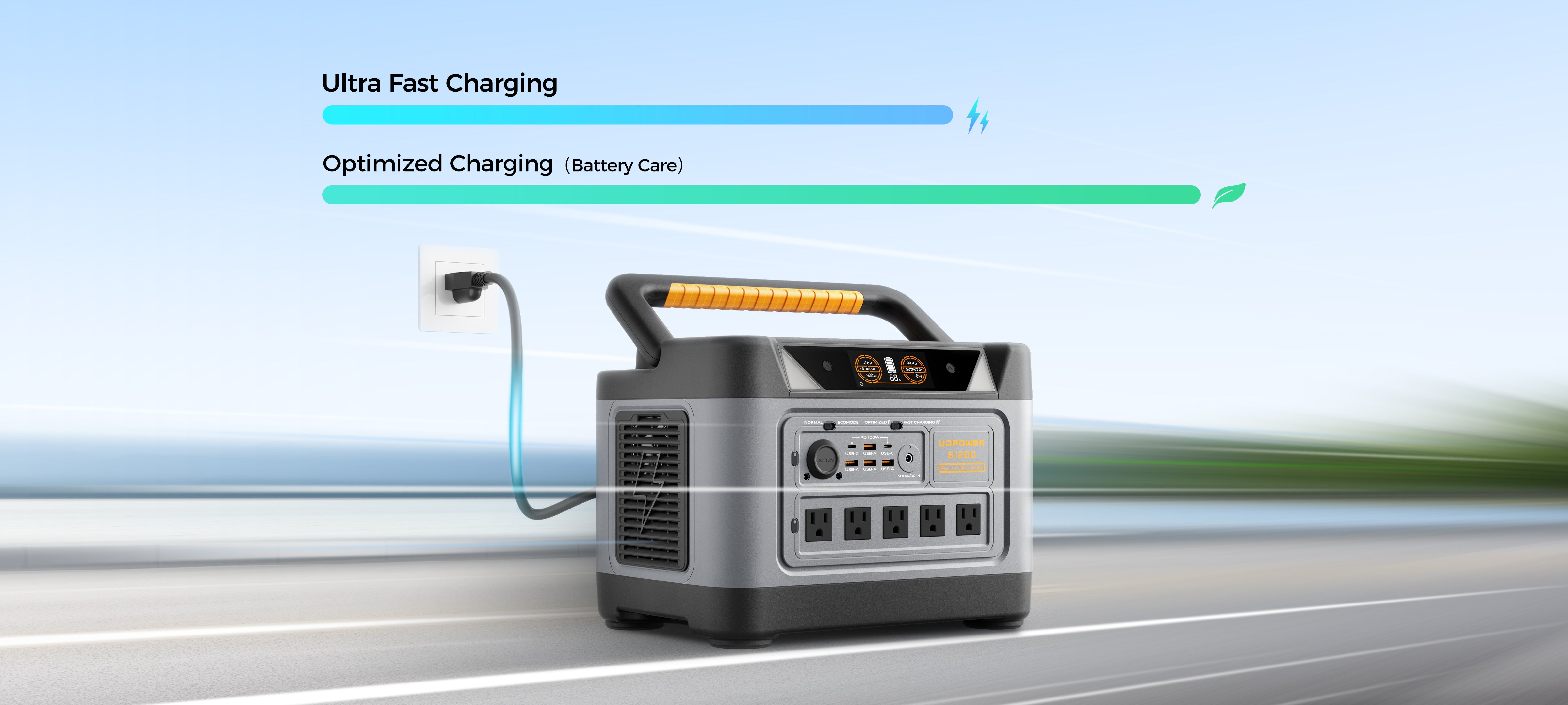 Fast charging portable power station 1000W for home backup