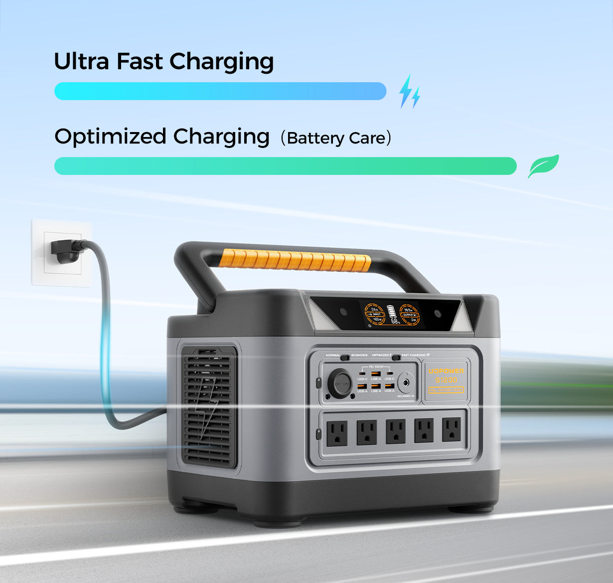 Fast charging portable power station 1000W for home backup