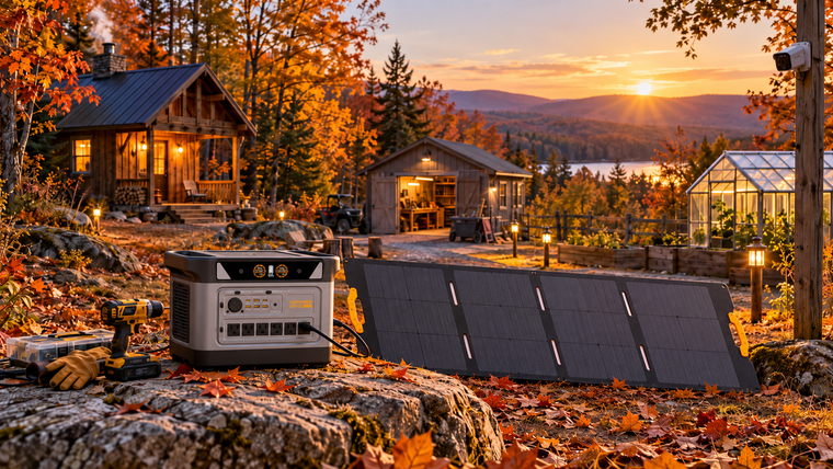 Autumn Lakeside Solar-Powered Homestead