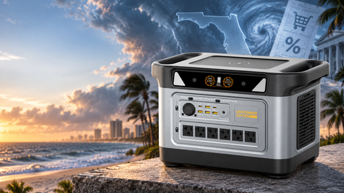 Florida Storm Season Portable Power Station Advertising Scene
