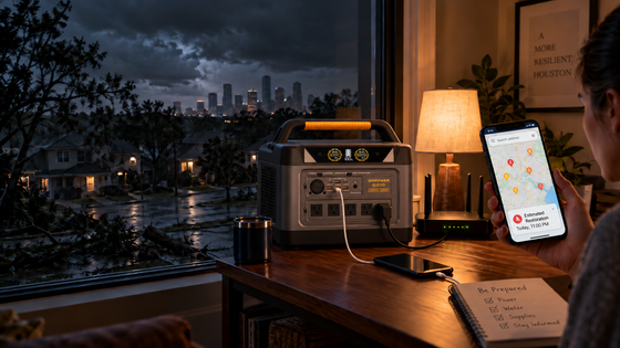 Home Emergency Power Station During a Rainstorm Outage