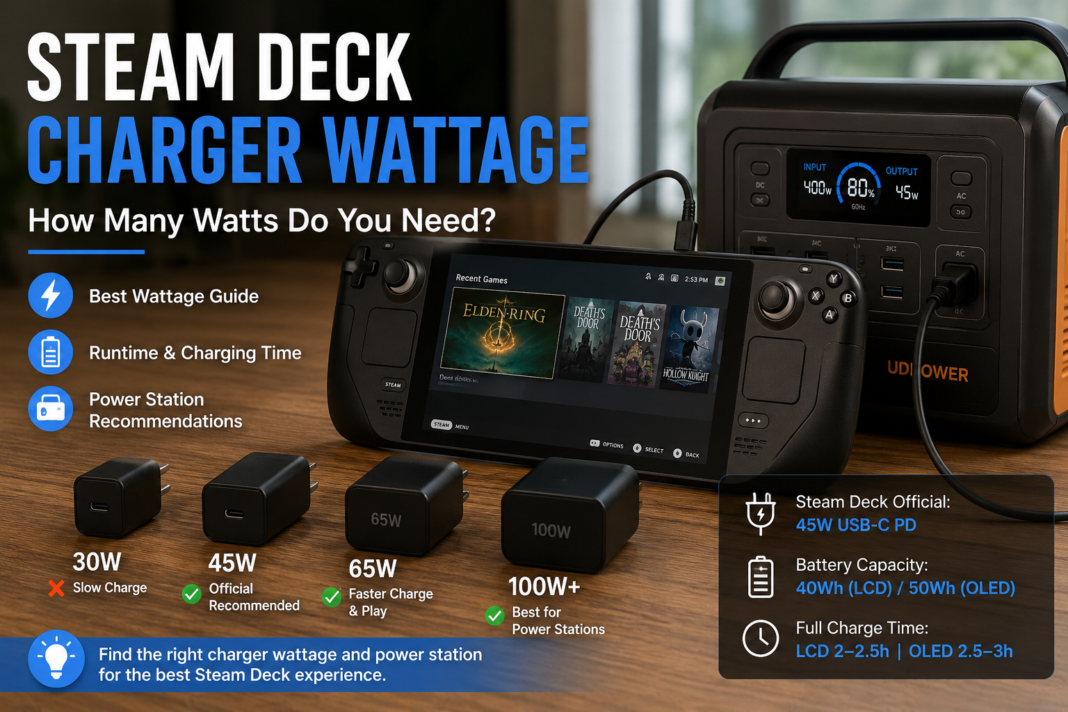 Steam Deck Charger Wattage