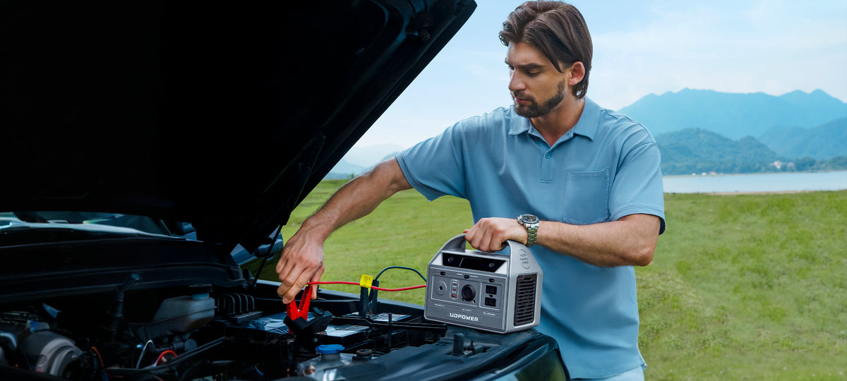 Using the UDPOWER C400 and EC5 jump cable to start a 12-volt car battery