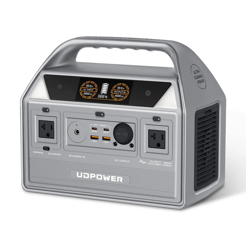 UDPOWER C600 portable power station with USB-C PD and AC outlets for Chromebook charging
