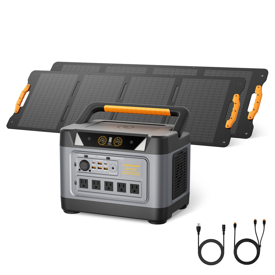 UDPOWER S1200 1190Wh Solar Generator Kit with 120W Panel, 1200W Power Station, for Home Backup RV Outdoor, Emergency Power Backup