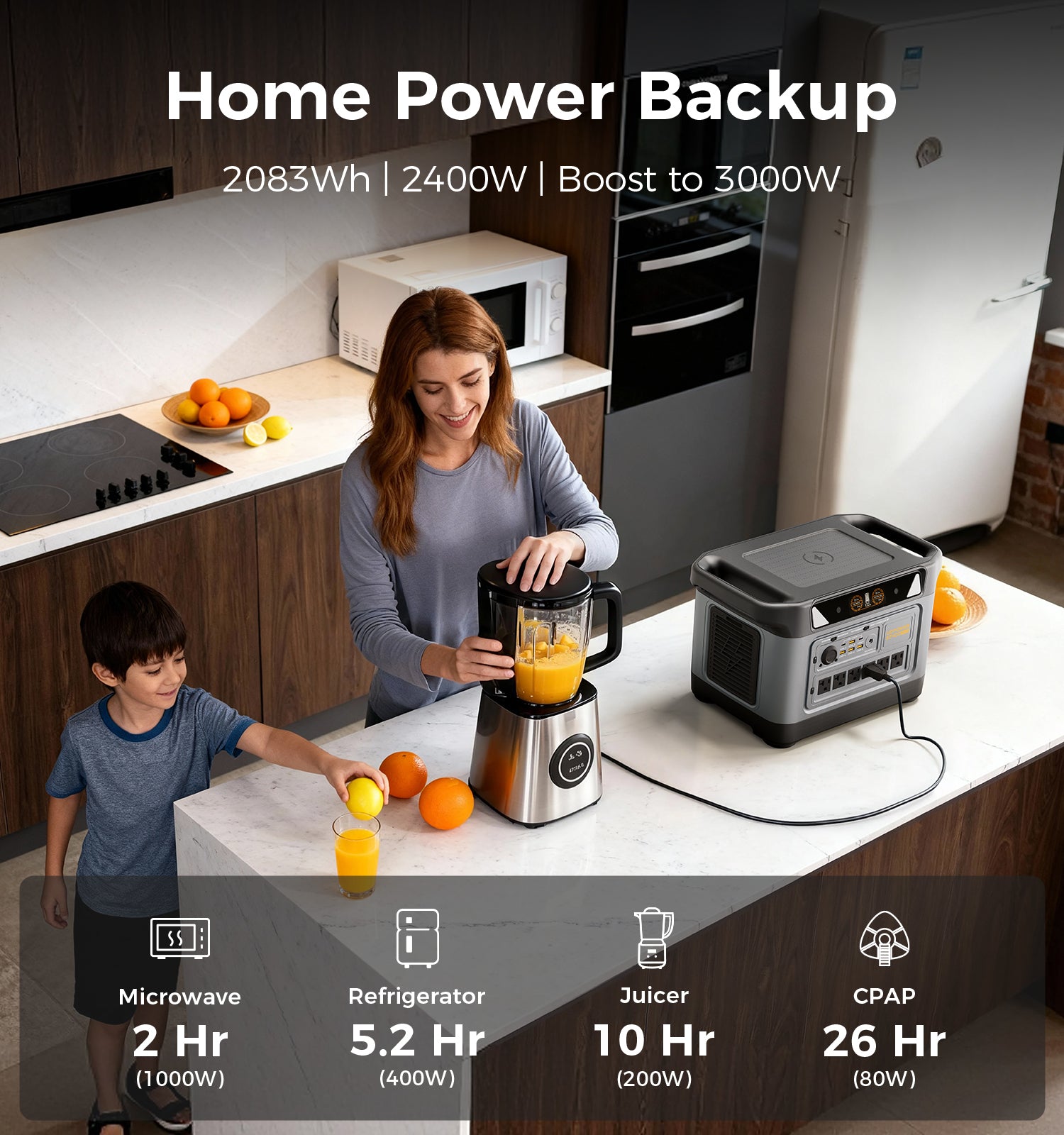 2000Wh home backup battery