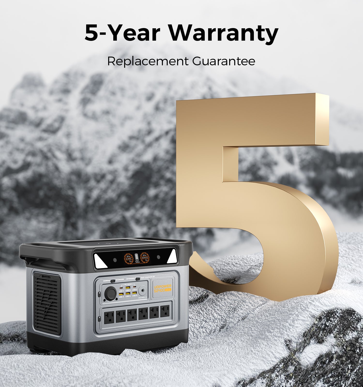 2000Wh portable power station with 5-year warranty