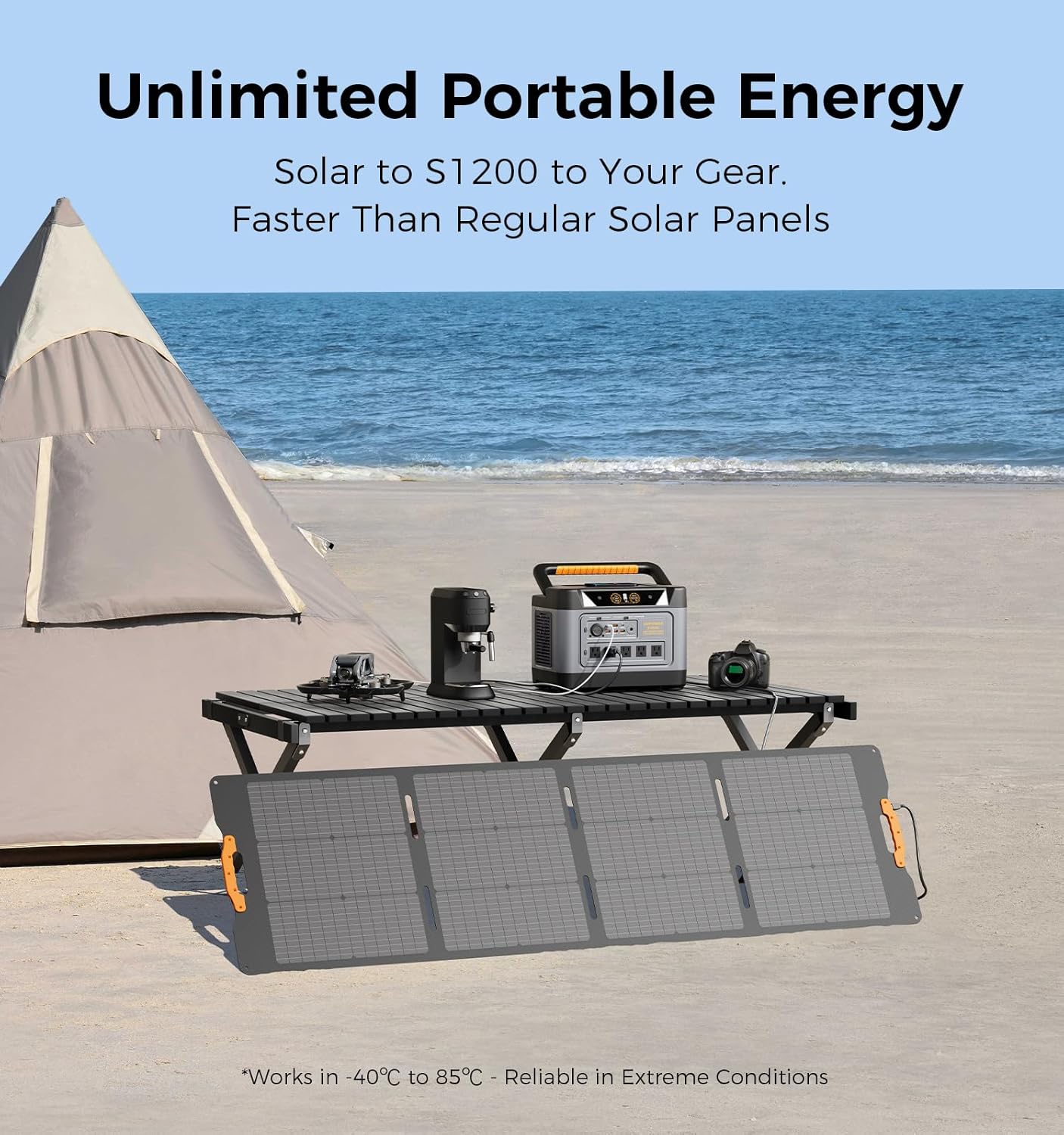 210W Portable Foldable Solar Panel for Camping, RV, Home Use