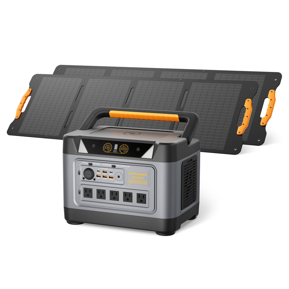 UDPOWER S1200 1190Wh Solar Generator Kit with 120W Panel, 1200W Power Station, for Home Backup RV Outdoor, Emergency Power Backup