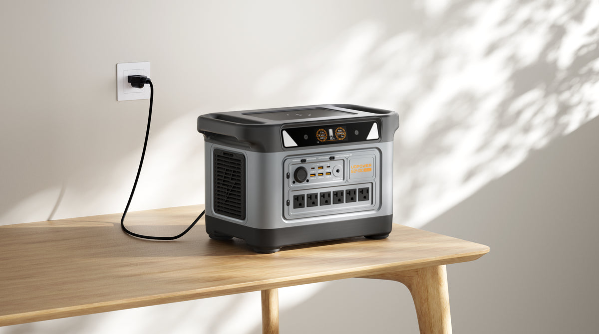 UDPOWER S2400 portable power station charging from wall outlet